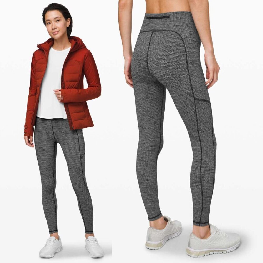 Lululemon Speed Up Tight 28" In Luon Variegated Knit Black Heathered Black 2